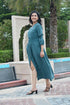 AAHELI PRUSSIAN BLUE COTTON KANTHA COMFY DRESS AAHELI PRUSSIAN BLUE COTTON KANTHA COMFY DRESS